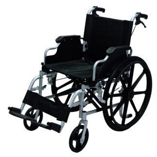 Silla de ruedas Aluminio FT negra, plegable y de ruedas macizas